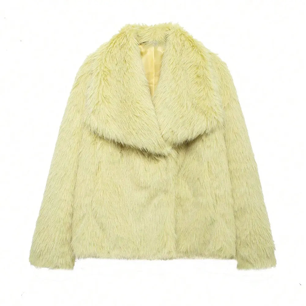 Visconte | Dames Wintermantel | Fluffy kunstbont jas, reverskraag, losse pasvorm, warme winterjas
