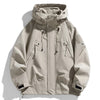 Visconte Heren Windbreaker – Waterdichte Cargo Hooded Jacket, Zwarte Outdoor Bomber, Lichtgewicht Softshell voor Hiking
