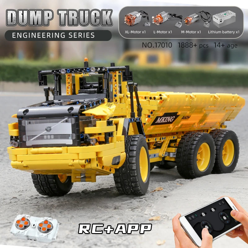 Dump Truck Bouwset - APP&RC Bestuurbaar - Sterk Technisch Design