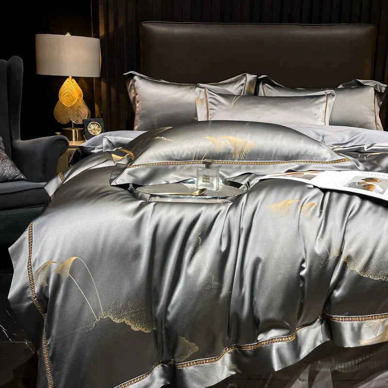 Golden Mist Duvet Cover Set - Egyptisch Katoen | Hoogwaardig Egyptisch katoen - Goudkleurige afwerking - Stijlvol en duurzaam voor alle seizoenen