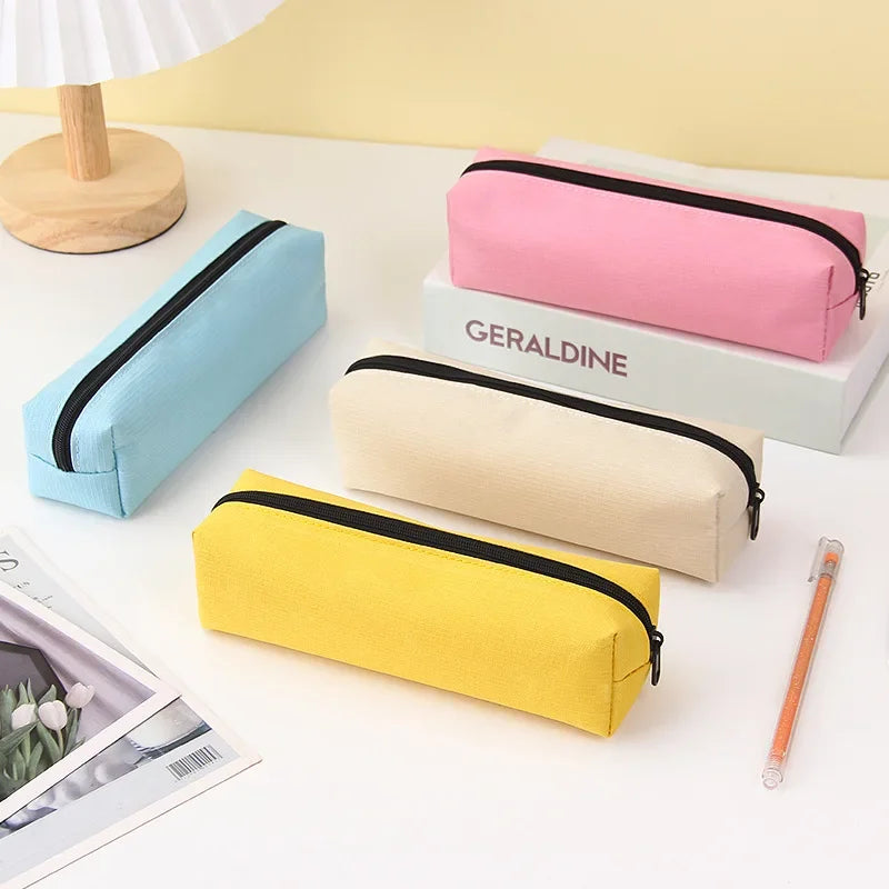 Kleine effen kleur etui met rits | Pennenzak | Kawaii mini pennenetui voor school en kantoor