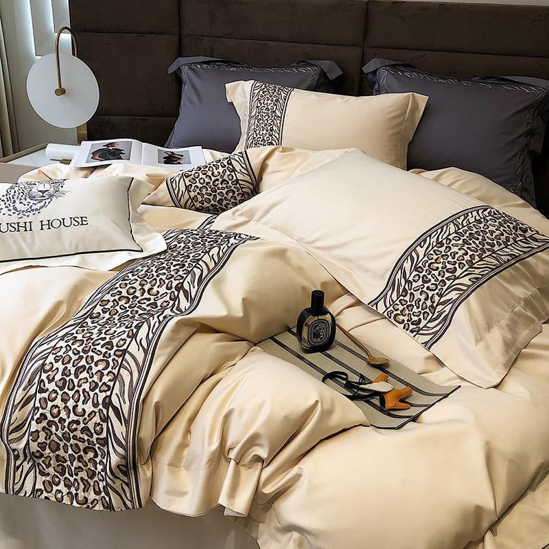 Leopard Grey Dekbedovertrekset - Egyptisch Katoen | Luxe Egyptisch katoen - Grijs met leopard design - Stijlvol en ademend voor dagelijks gebruik