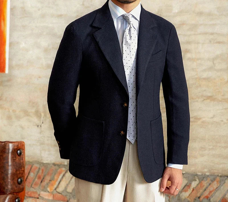 Slim fit cotton-linen blend jacket