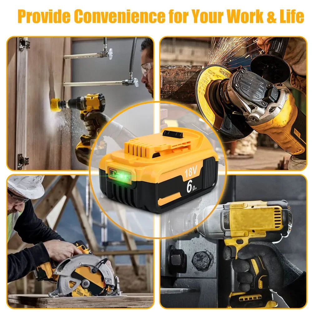 PowerCore 20V 3.0Ah/6.0Ah/9.0Ah Accu + Lader Compatibel met Dewalt DCB200 Serie | Accu Batterij | Vervangende Batterij Compatibel met Dewalt DCB206 DCB207 DCB204 DCB203