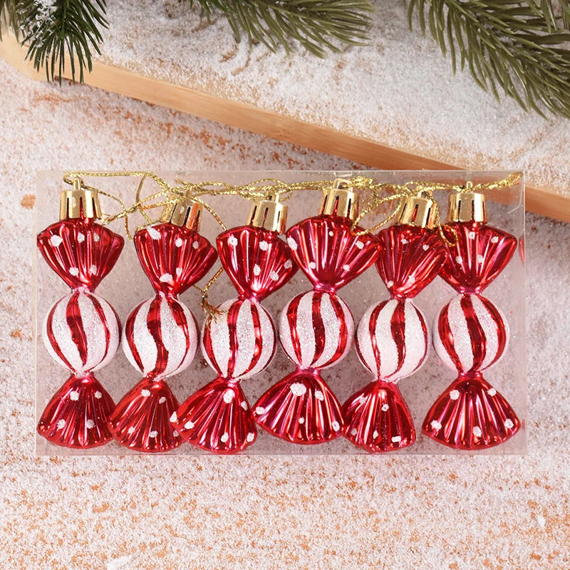 Set van 6 Kerst Lolly Ornamenten - Snoepstok Ontwerp, Perfect voor Kerstboomdecoratie en Nieuwjaarscadeau