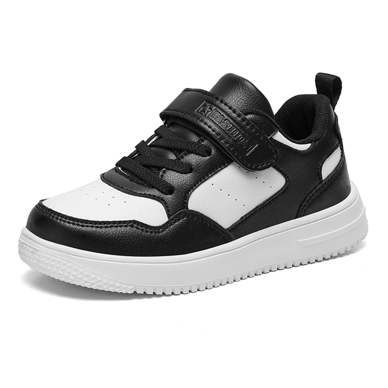 Casual Sneaker Jongens | Zwart Leren Wandelschoenen - Lichtgewicht & Antislip Sportschoenen