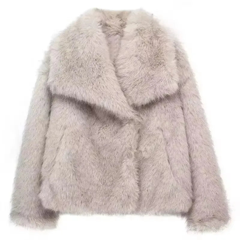 Visconte | Dames Wintermantel | Fluffy kunstbont jas, reverskraag, losse pasvorm, warme winterjas
