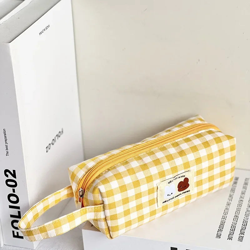 Kawaii geborduurde etui met kersenprint | Pennenzak | Japanse opbergcase voor schoolbenodigdheden