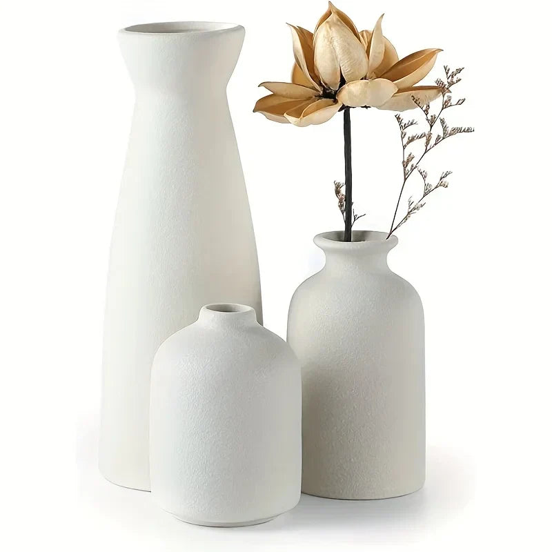 Aardstijl Keramische Vaas Set van 3 voor Moderne Boho Interieurs