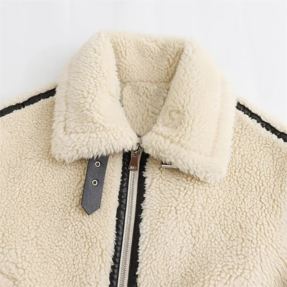 Visconte | Dames Winterjas | Teddy Bikerlook, warme voering, modieuze herfst/winter jas