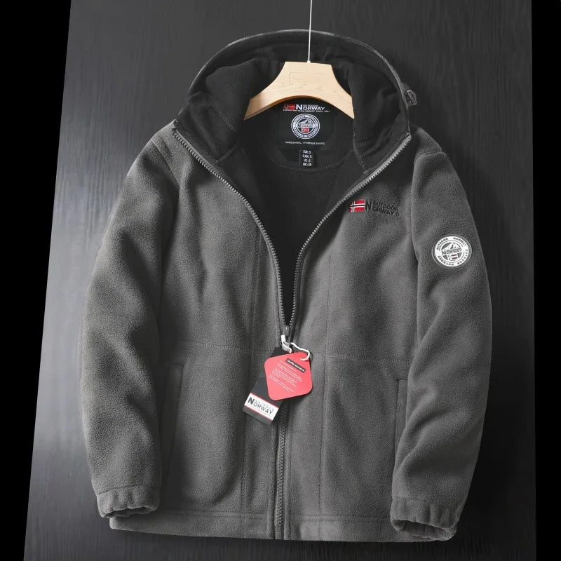 Visconte Heren Fleecejas – 2024 Thickened Wool Winterjack, Warme Modejas met Capuchon, Outdoor Ski & Cold-Weather Coat