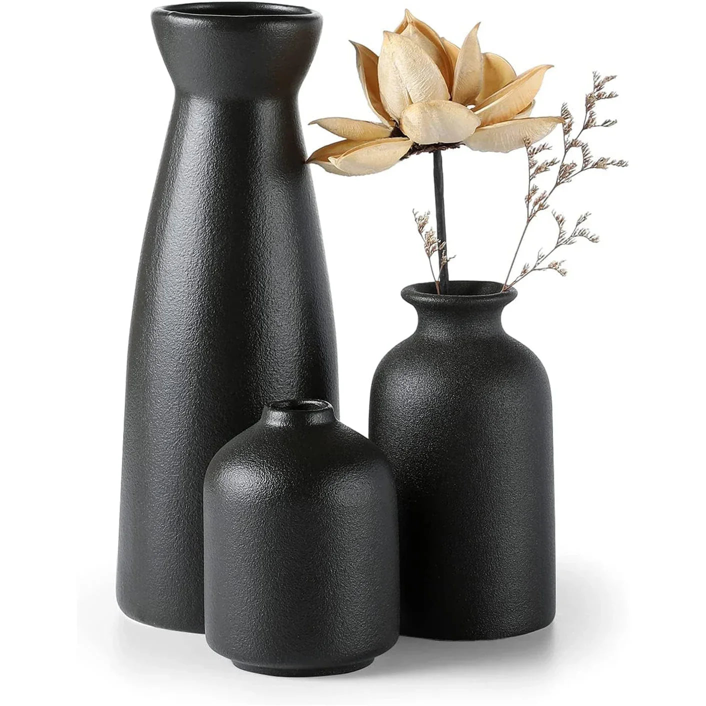 Aardstijl Keramische Vaas Set van 3 voor Moderne Boho Interieurs