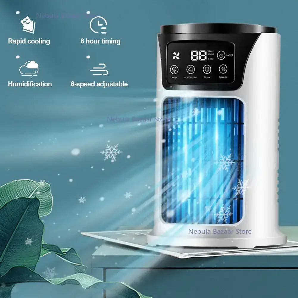 AirPure Mini – 3-in-1 Luchtkoeler met Luchtbevochtiger & Luchtreiniger – Draagbaar – USB – Stil – 300ml Watertank