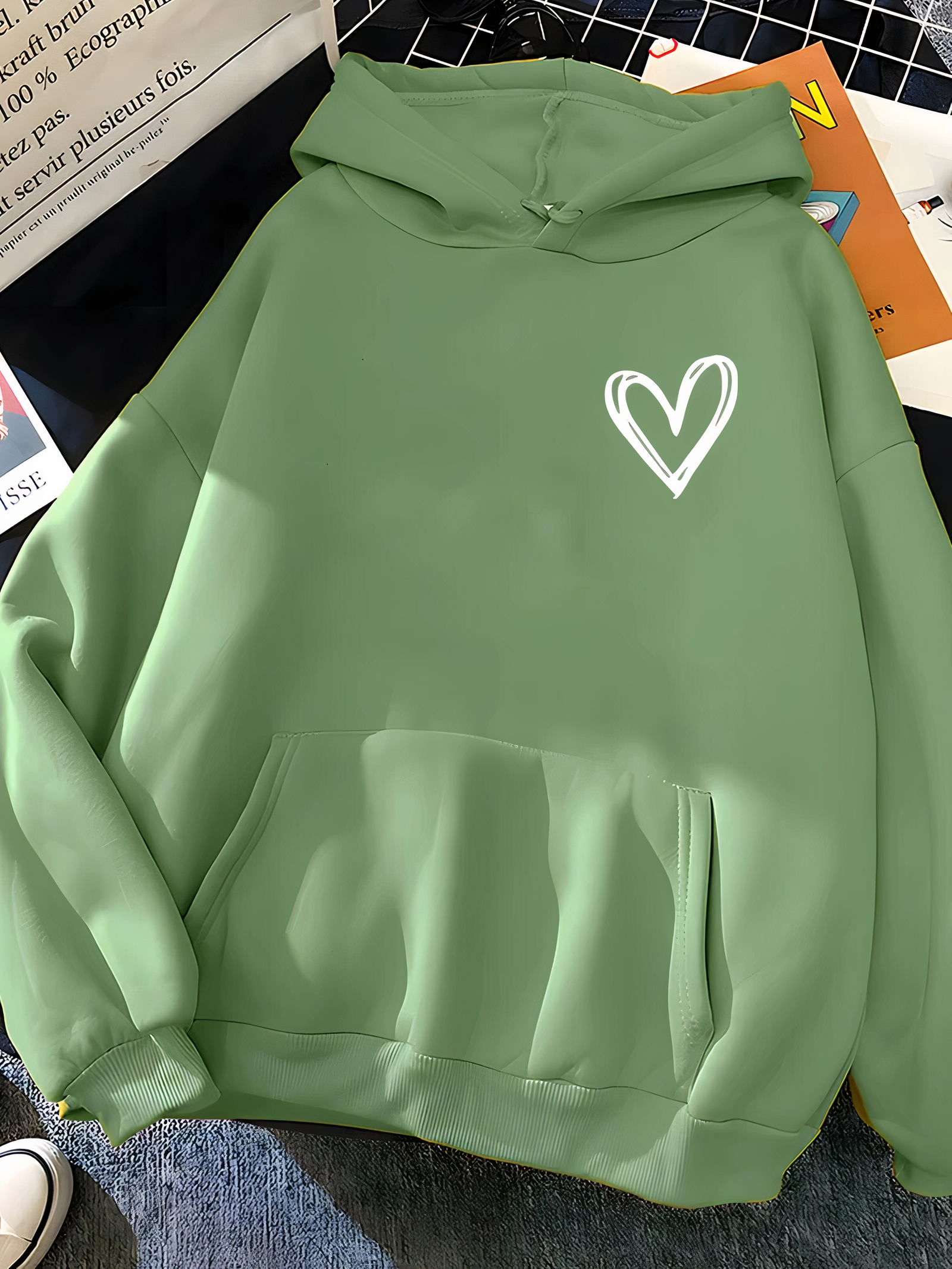 Dames Hoodie, Hoodie met Capuchon | Hartjesprint - Trendy - Perfect voor Dagelijks Gebruik