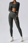 DJESSY | Set van top met volledige rits en legging met hoge taille