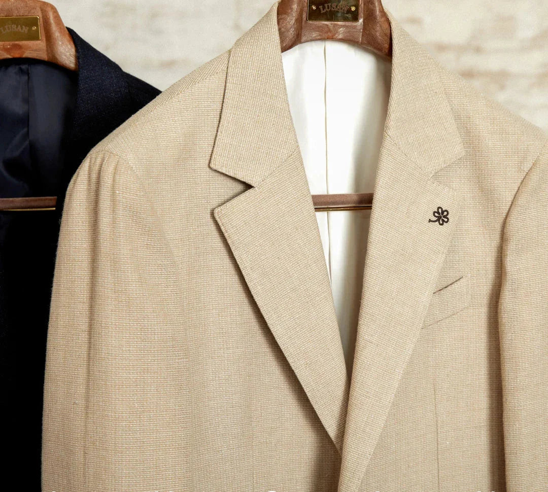 Slim fit cotton-linen blend jacket