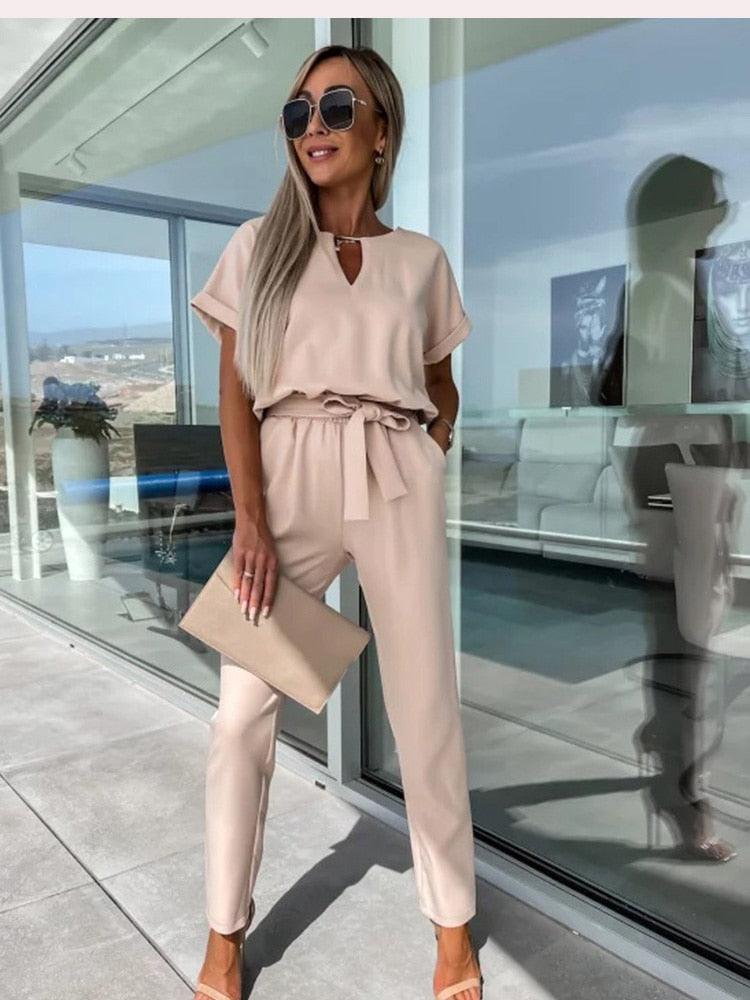 Stijlvolle Jumpsuit met Tailleband - Visconte