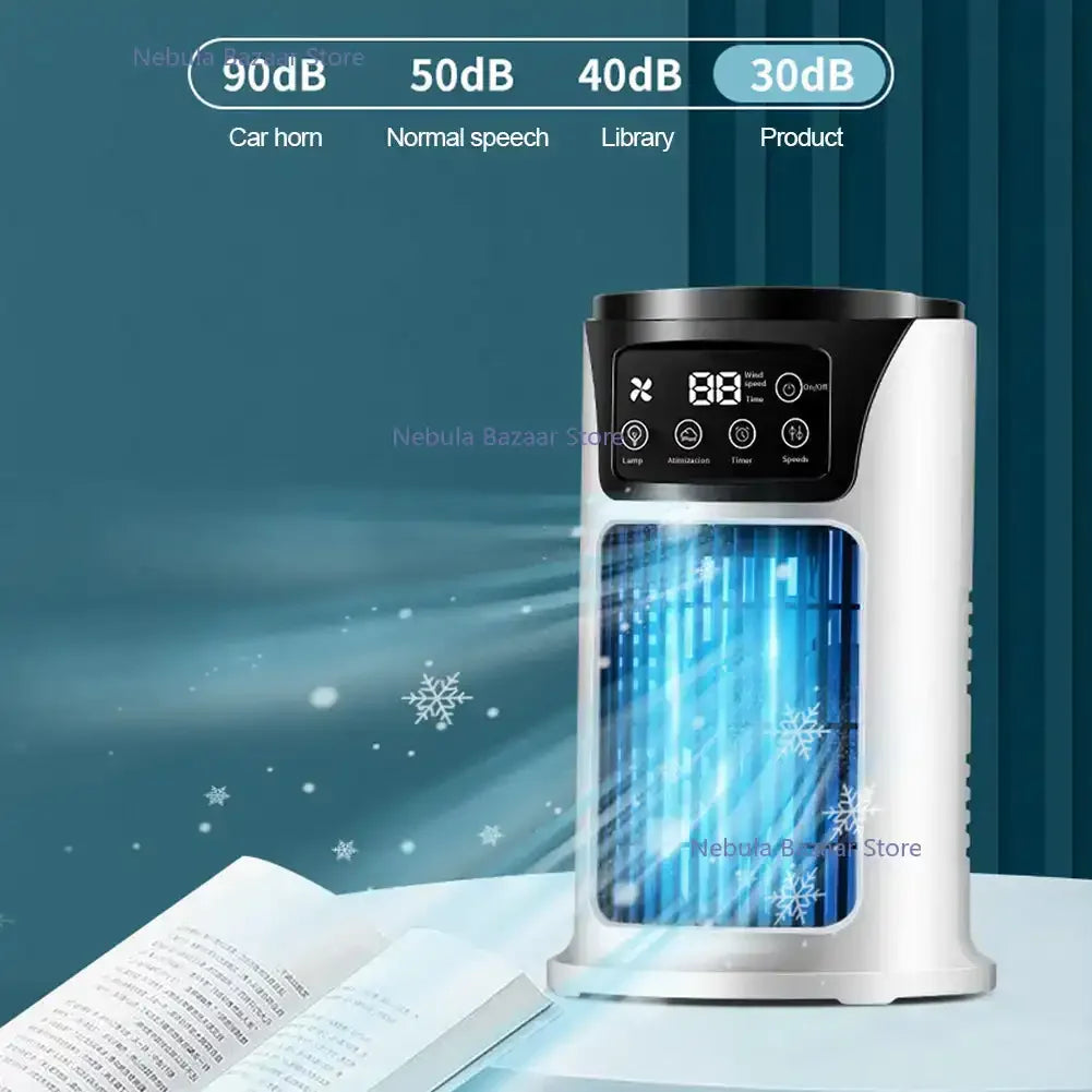 AirPure Mini – 3-in-1 Luchtkoeler met Luchtbevochtiger & Luchtreiniger – Draagbaar – USB – Stil – 300ml Watertank