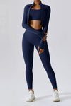 DJESSY | Set van top met volledige rits en legging met hoge taille