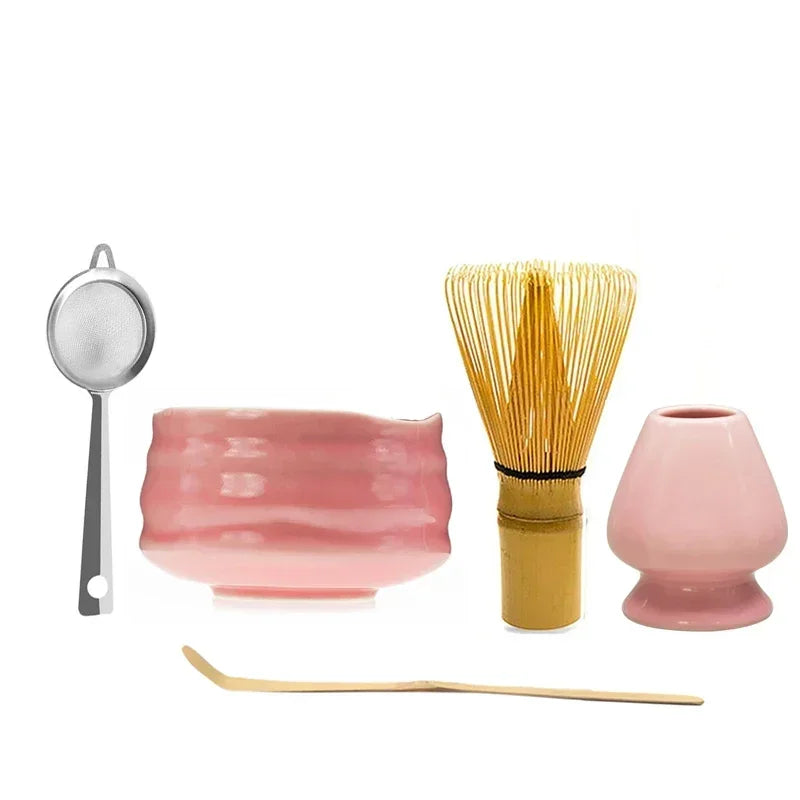 Japanse Matcha Thee Set – Bamboe Klopper, Kom, Schep & Houder – Traditioneel Ceremonieel Matcha Bereiden – Cadeauset