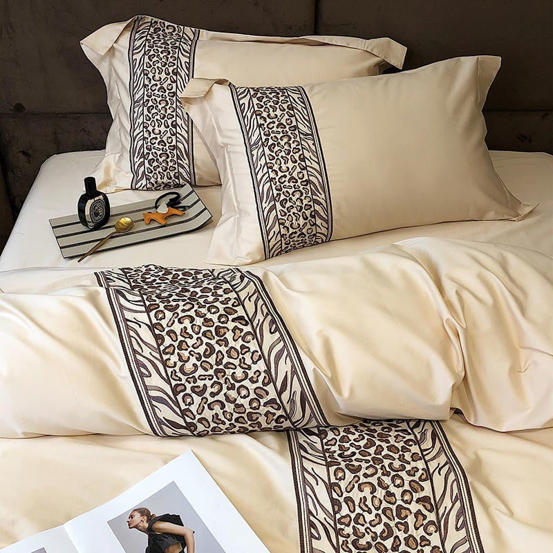 Leopard Grey Dekbedovertrekset - Egyptisch Katoen | Luxe Egyptisch katoen - Grijs met leopard design - Stijlvol en ademend voor dagelijks gebruik