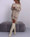 Sweatshirt Kleed met Kanten Boordafwerking! In Beige, Wit of Zwart