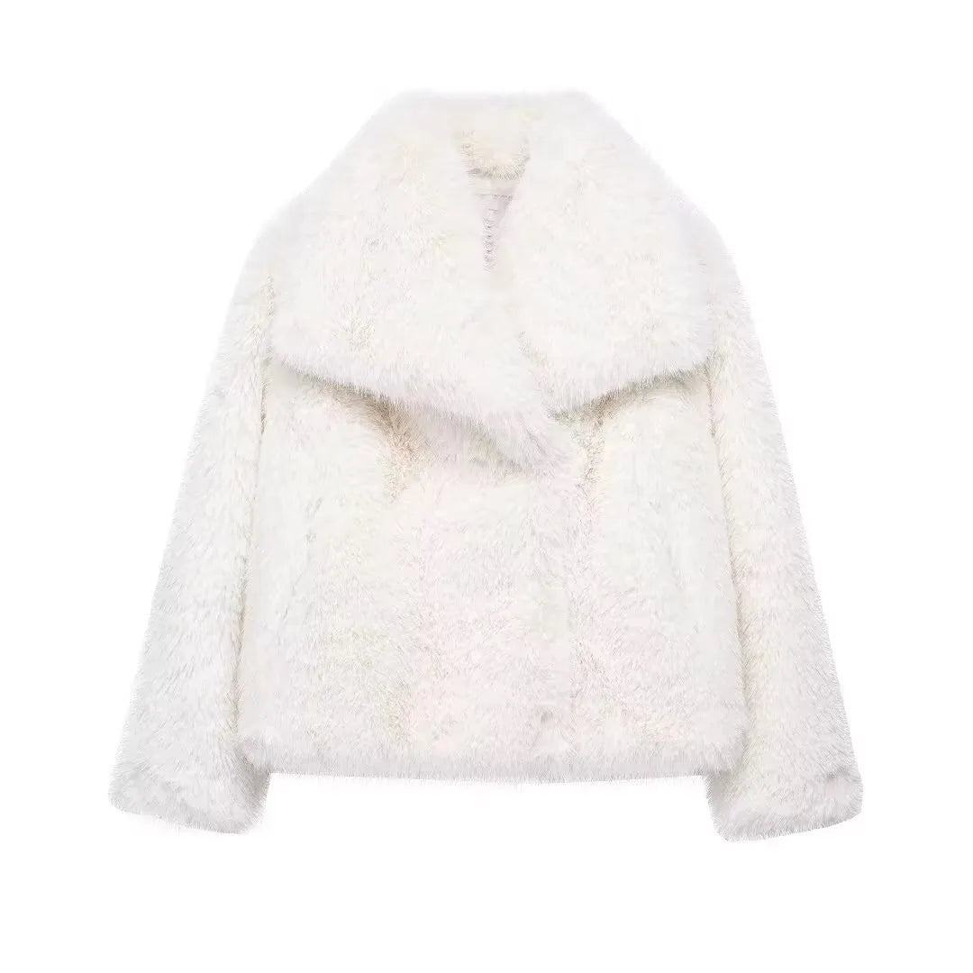 Visconte | Dames Wintermantel | Fluffy kunstbont jas, reverskraag, losse pasvorm, warme winterjas