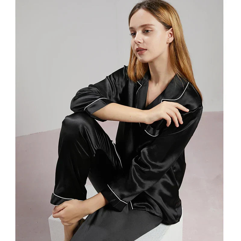 Celeste 100% Zijden Dames Pyjama | Zijdezacht, Ademend & Huidvriendelijk | Premium Luxe Nachtmode | Temperatuur- en Vochtregulerend | Elegant en Hypoallergeen voor Heerlijk Comfort