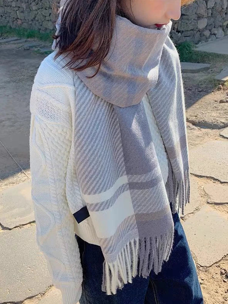 Chique Winter Sjaal - Vintage Ruitpatroon voor Dames