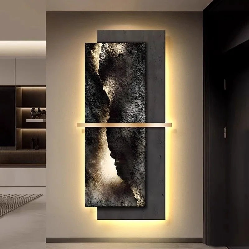 Ruw Landschap Kunstwerk | Wanddecoratie | Textuurrijke Natuurkunst met Verlichting