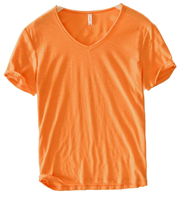 Heren V-Hals Shirt – Linnen Katoen T-Shirt met Ademende Slim Fit Pasvorm