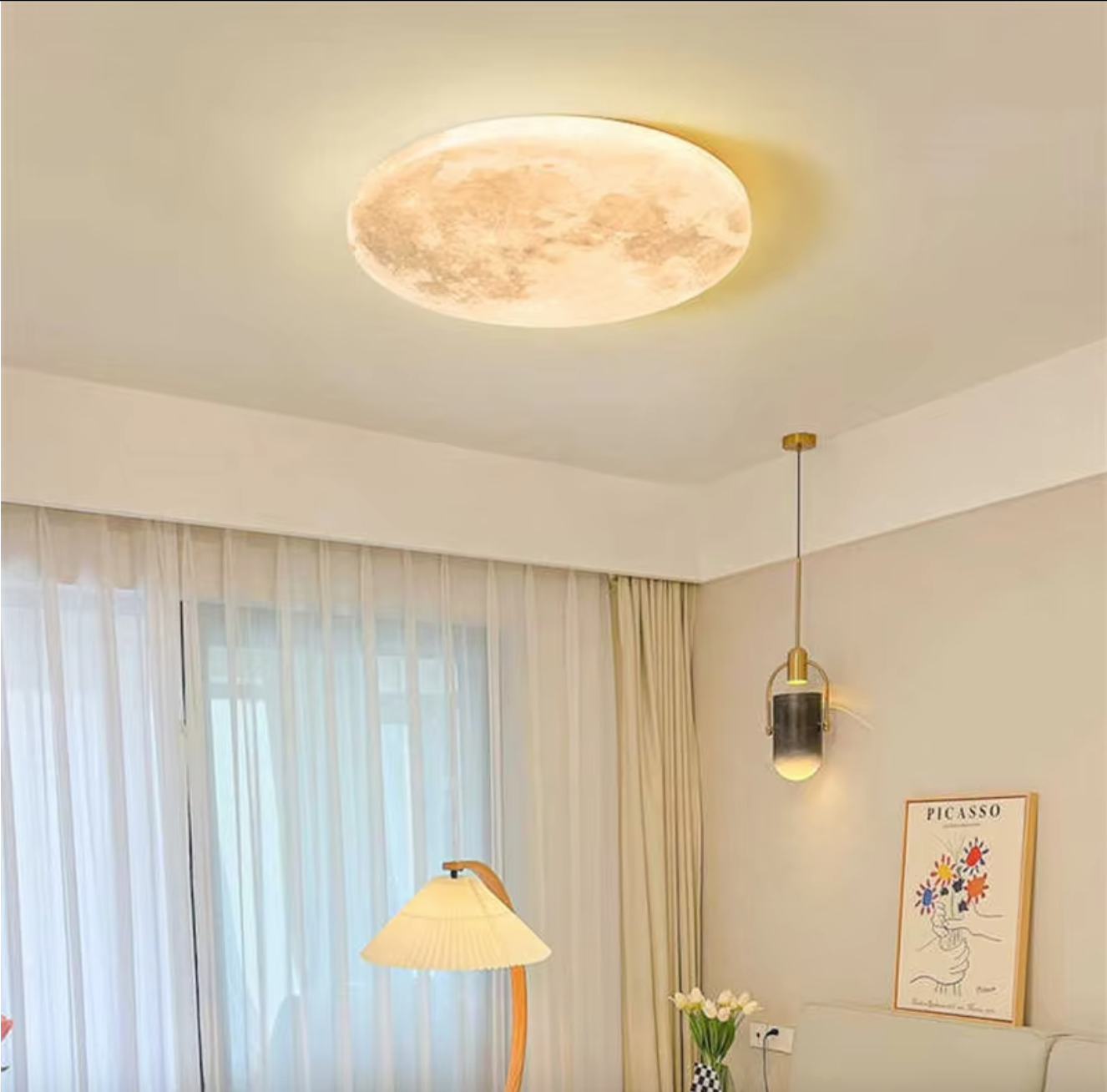 MoonAura Maan LED Lamp | Dimbaar | Ø26-40 cm | Kleurwissel met Afstandsbediening | Geschikt voor Slaapkamer, Hal & Badkamer | Moderne Minimalistische Stijl | Energiezuinig | Eenvoudige Installatie