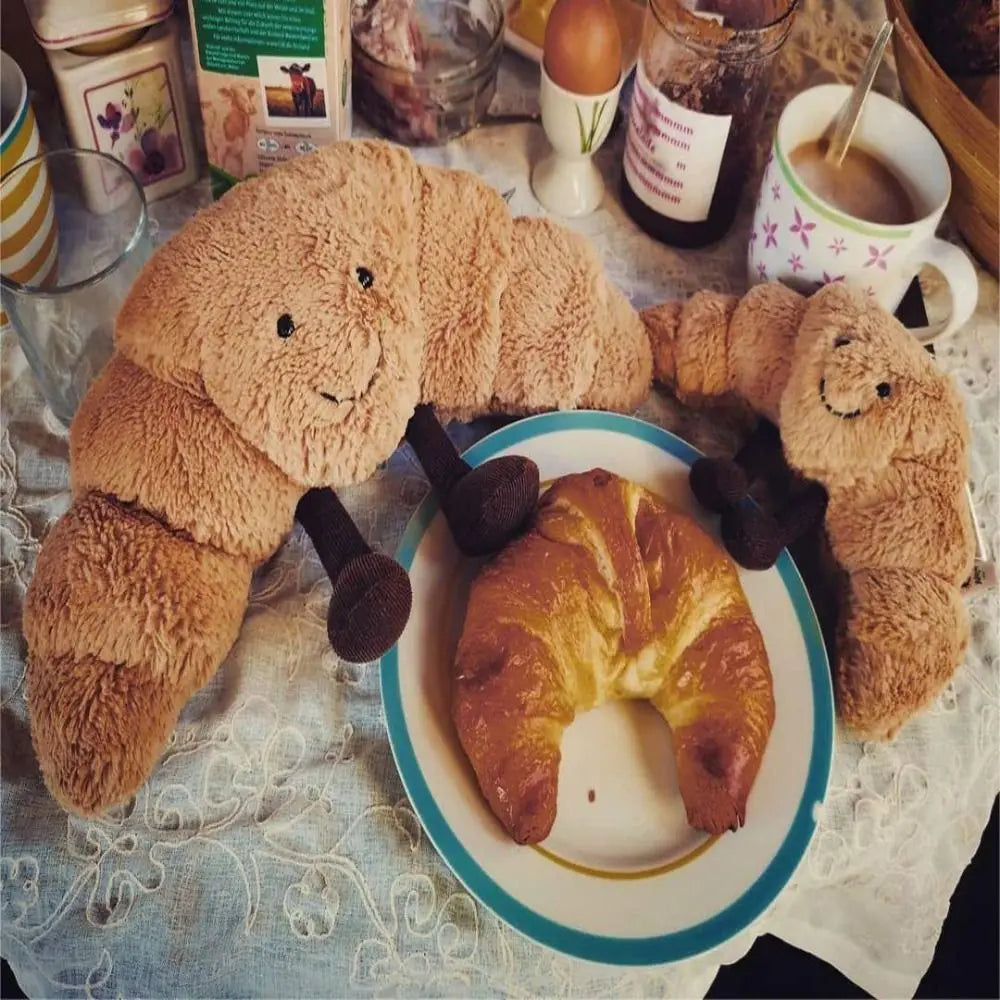 Cadeau Pop Croissant Knuffel | Lachend Brood Kussen | Schattige Pluchen Knuffelspeelgoed
