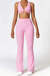 ELLIS | Flare Legging & Twist Crop Top Set - Rose Pink - Slimfit