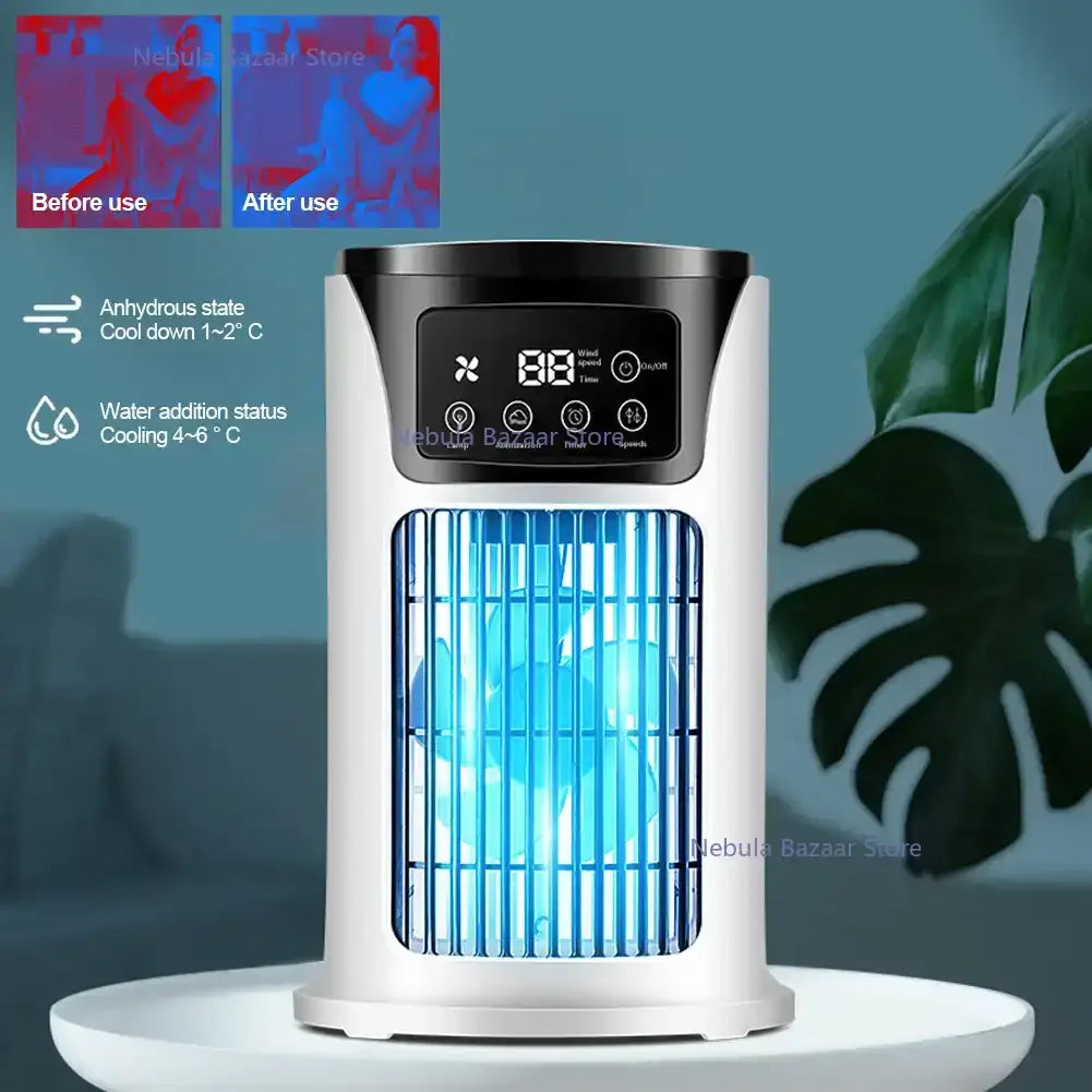 AirPure Mini – 3-in-1 Luchtkoeler met Luchtbevochtiger & Luchtreiniger – Draagbaar – USB – Stil – 300ml Watertank