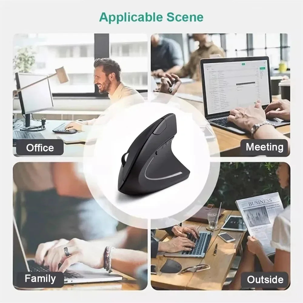 Silentix Verticale Ergonomische Muis 2.4GHz 3 DPI Instellingen | Ergonomische Muis | Optische Draadloze Muis voor Laptop & Desktop Computer