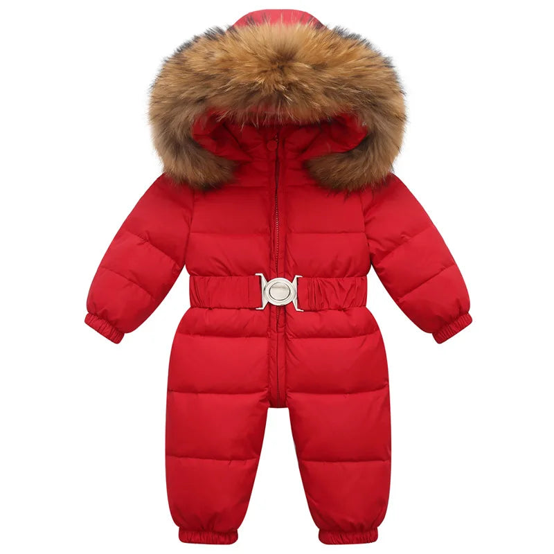 Winter Overall Niko | Waterproof snow suit with faux fur hood and belt for children