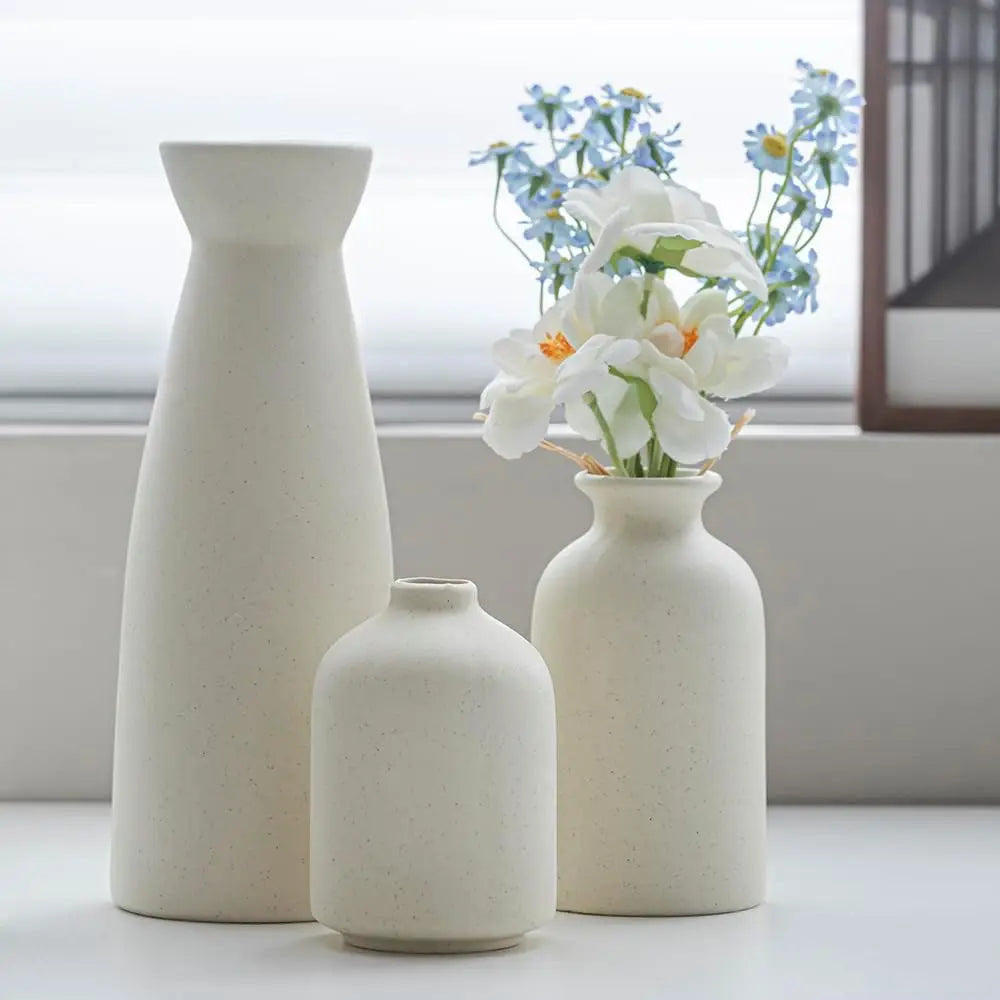 Aardstijl Keramische Vaas Set van 3 voor Moderne Boho Interieurs