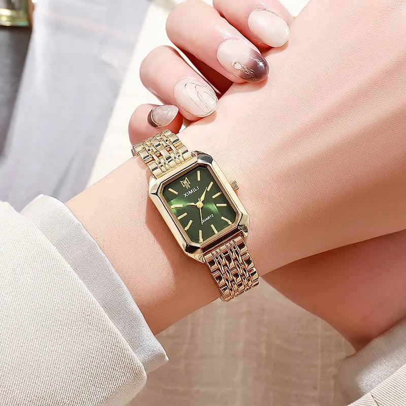 Modern Dames Quartz Horloge - Lederen Band en Slank Ontwerp, Perfect Accessoire voor Zakelijke Elegantie