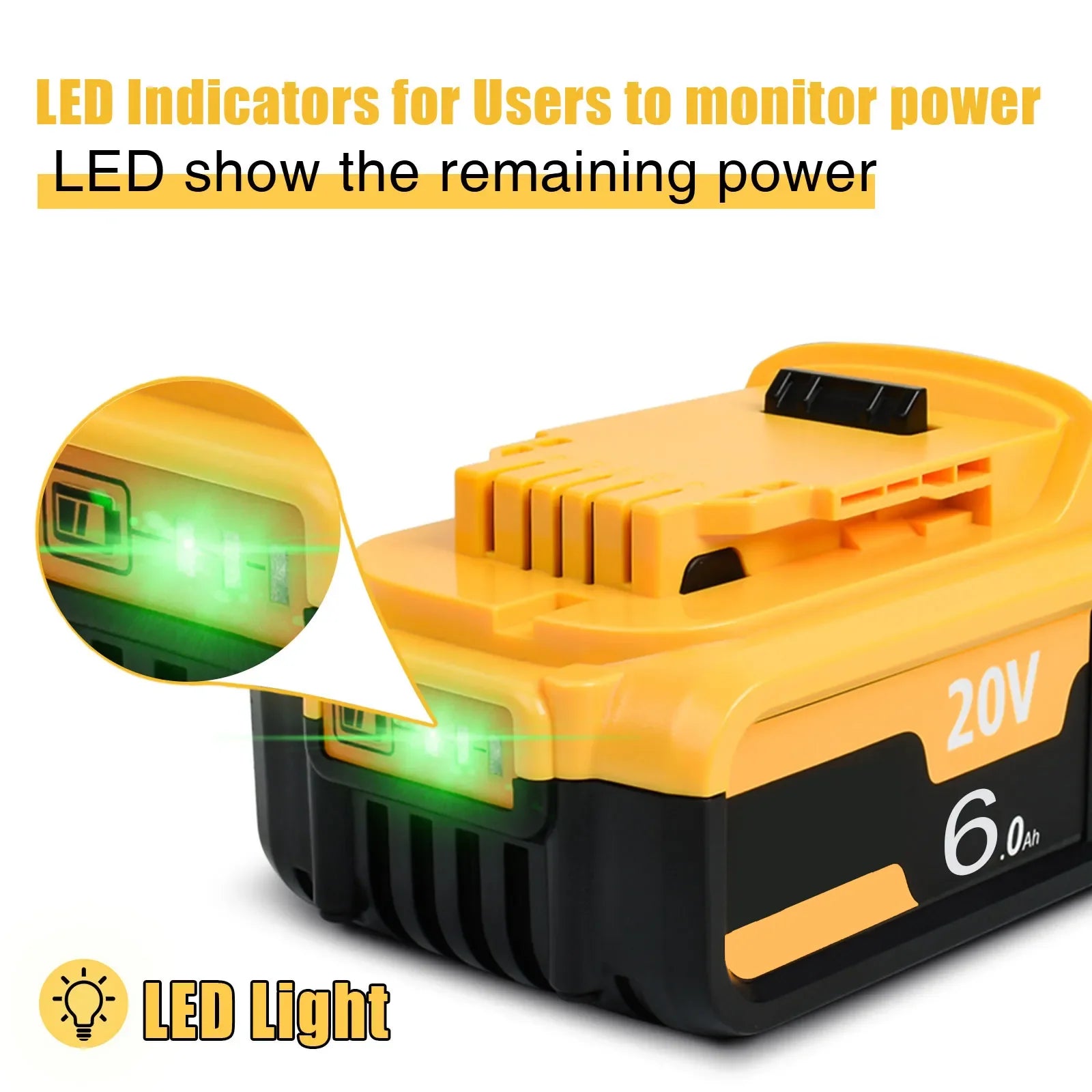 PowerCore 20V 3.0Ah/6.0Ah/9.0Ah Accu + Lader Compatibel met Dewalt DCB200 Serie | Accu Batterij | Vervangende Batterij Compatibel met Dewalt DCB206 DCB207 DCB204 DCB203