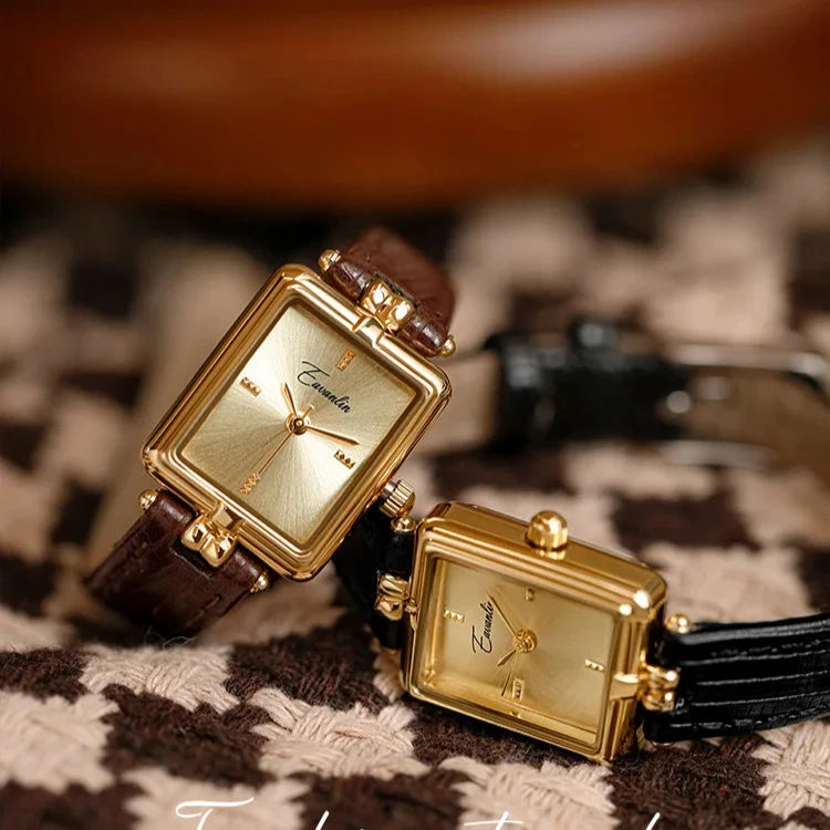 Sienna - Elegante quartz horloge met gouden wijzerplaat