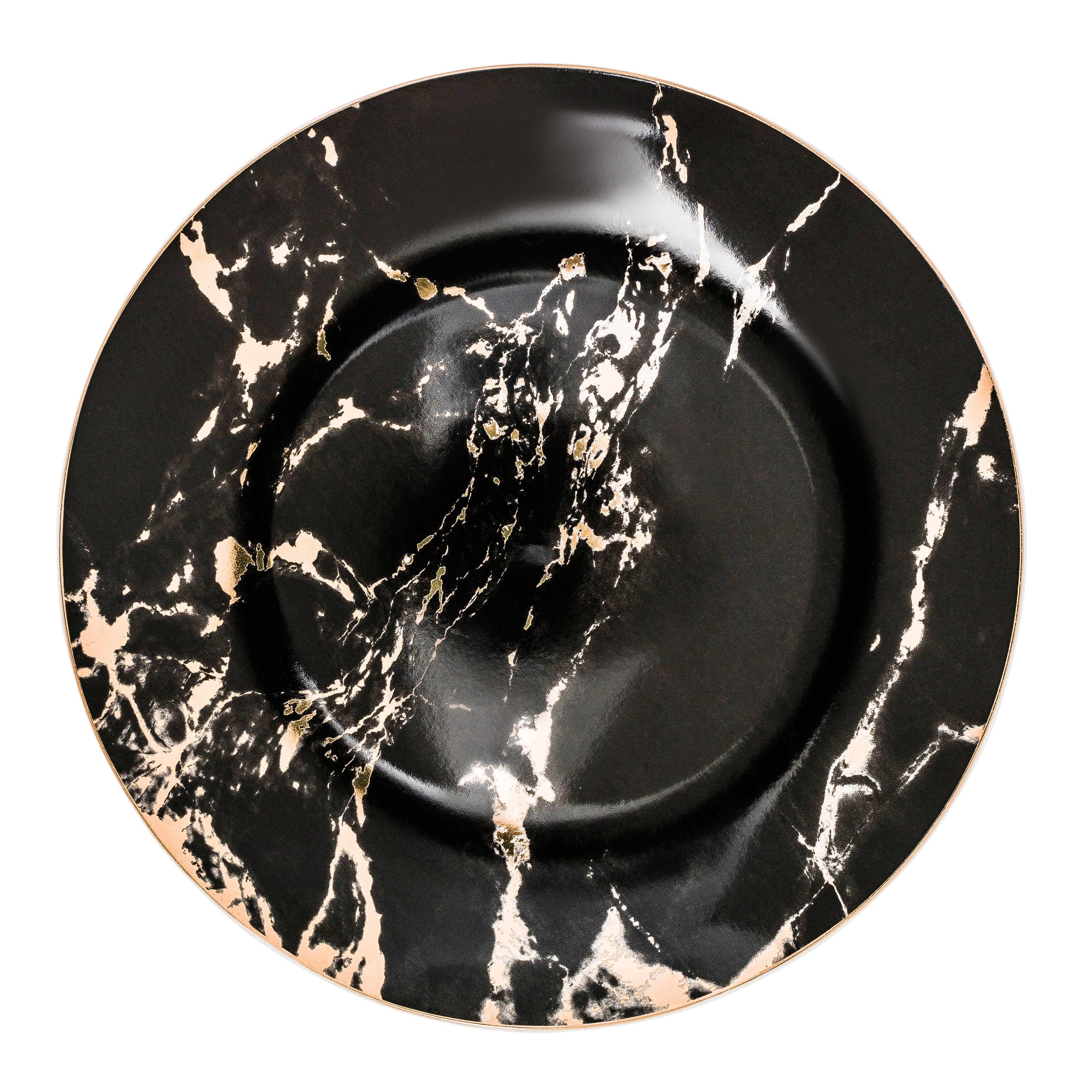 Michaelangelo | Luxe Marmeren Porseleinen Borden met Gouden Rand – Dessert-, Steak- & Dinerborden