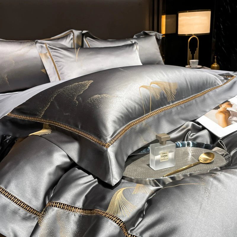 Golden Mist Duvet Cover Set - Egyptisch Katoen | Hoogwaardig Egyptisch katoen - Goudkleurige afwerking - Stijlvol en duurzaam voor alle seizoenen