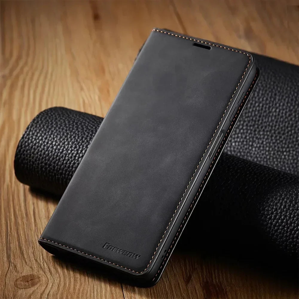 LeatherPro | Samsung Hülle: Magnetische leren tas voor stijlvolle bescherming