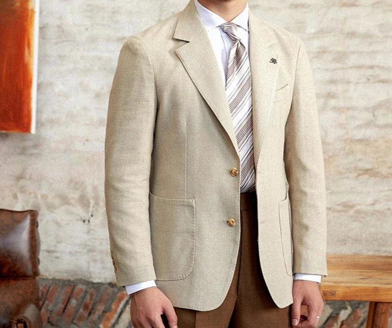 Slim fit cotton-linen blend jacket