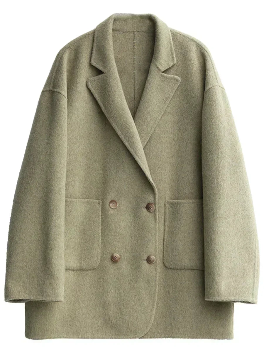 Visconte | Dames Wolmantel | Wolblend double-breasted coat, retro stijl, warme wintermantel, 100% Pure wool