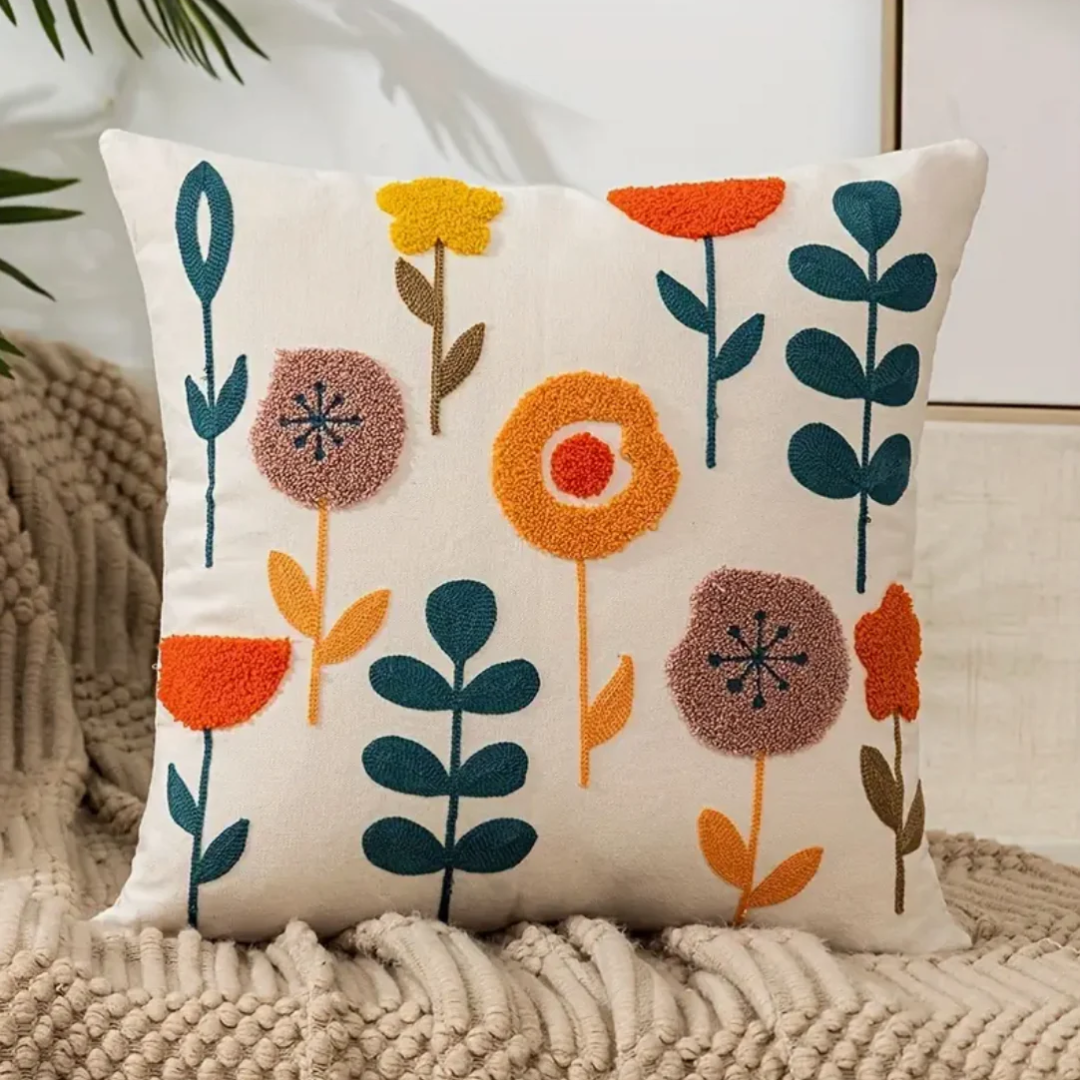 Sierra Sierkussensloop - Katoen-Polyester, Bloemenprint 45x45 cm