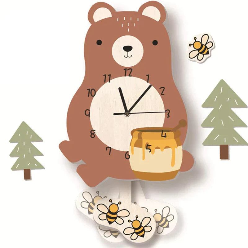Speelse Wandklok voor Kinderen met Dierenontwerpen – Decoratieve Pendule Klok Ø 30 cm, Educatief en Vrolijk