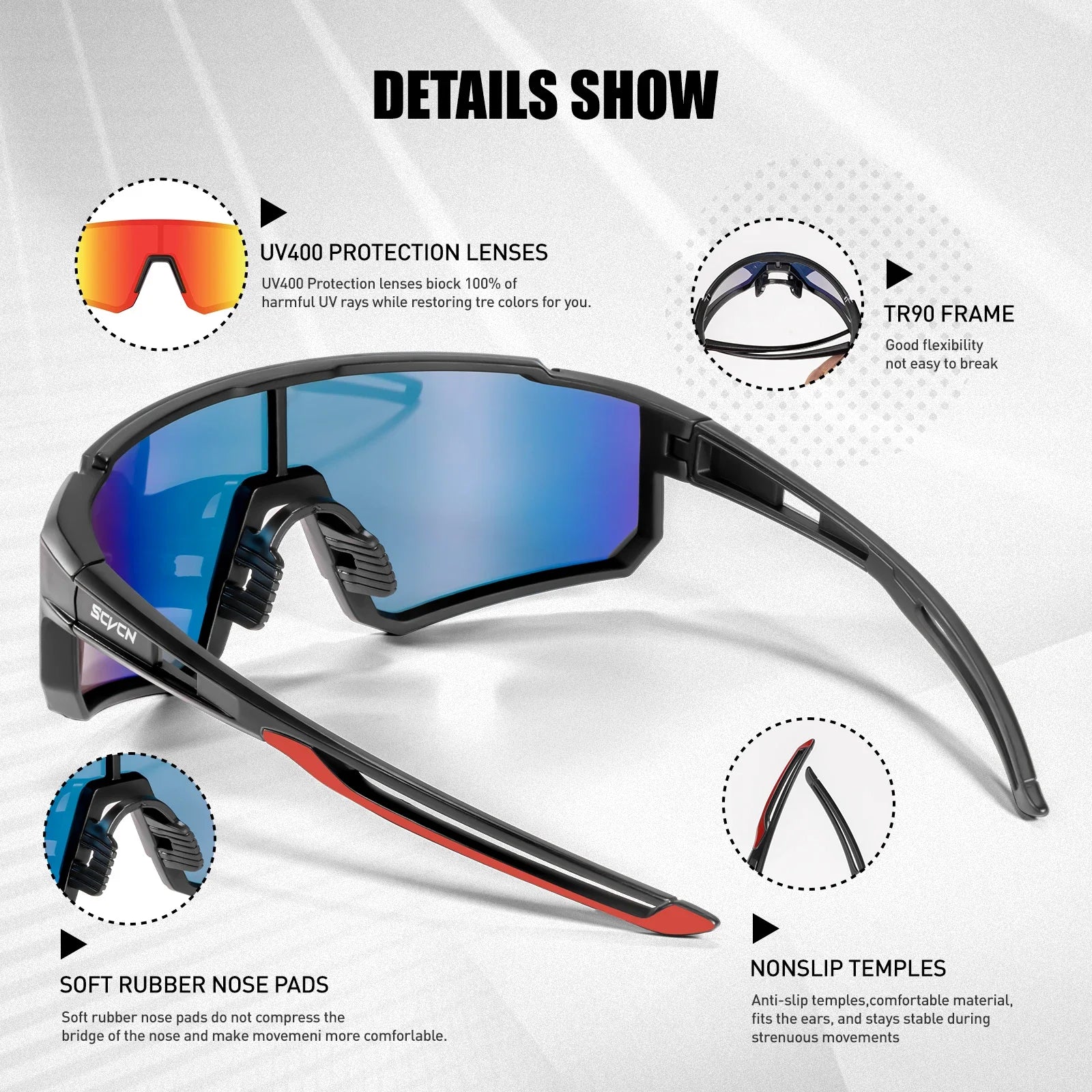 Sportzonnebril – Wraparound Lens met UV400 Filter & Ultralicht Design