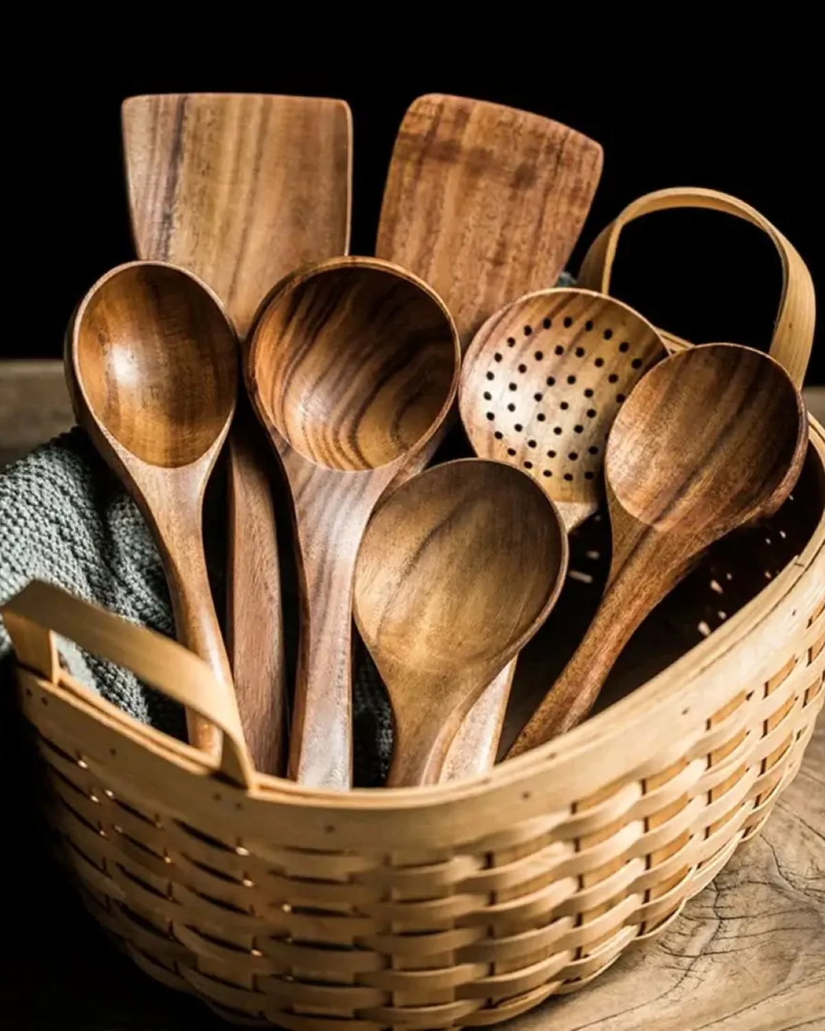 Teak Wooden Kitchen Utensils Set